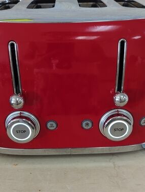 Smeg Red 4 Slot Steel Toaster